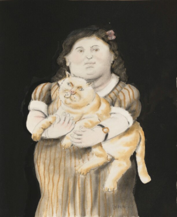Fernando Botero, Bambina con gatto, 2002