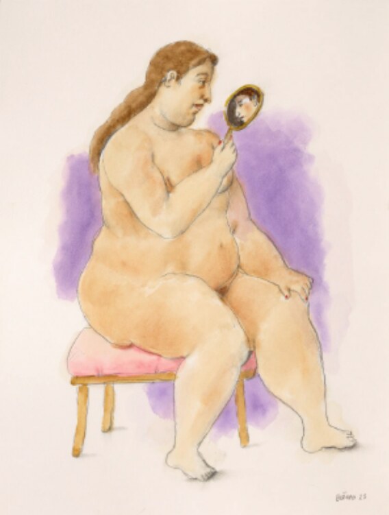 Fernando Botero, Donna allo specchio, 2023