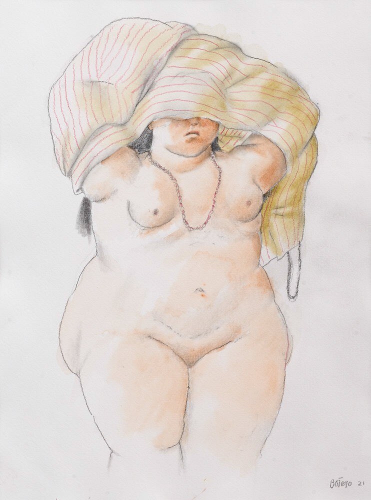 Fernando Botero, Donna che si veste, 2021