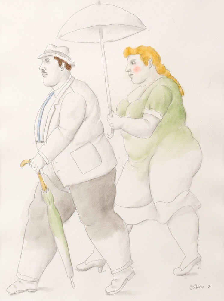 Fernando Botero, Uomo e donna che camminano, 2021
